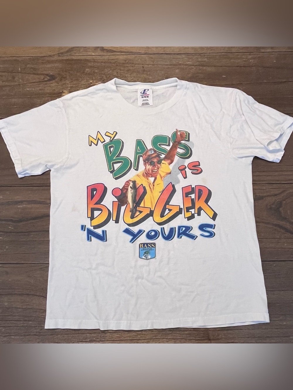 Vintage Logo BASS Graphic T-Shirt Men’s Medium 90’s